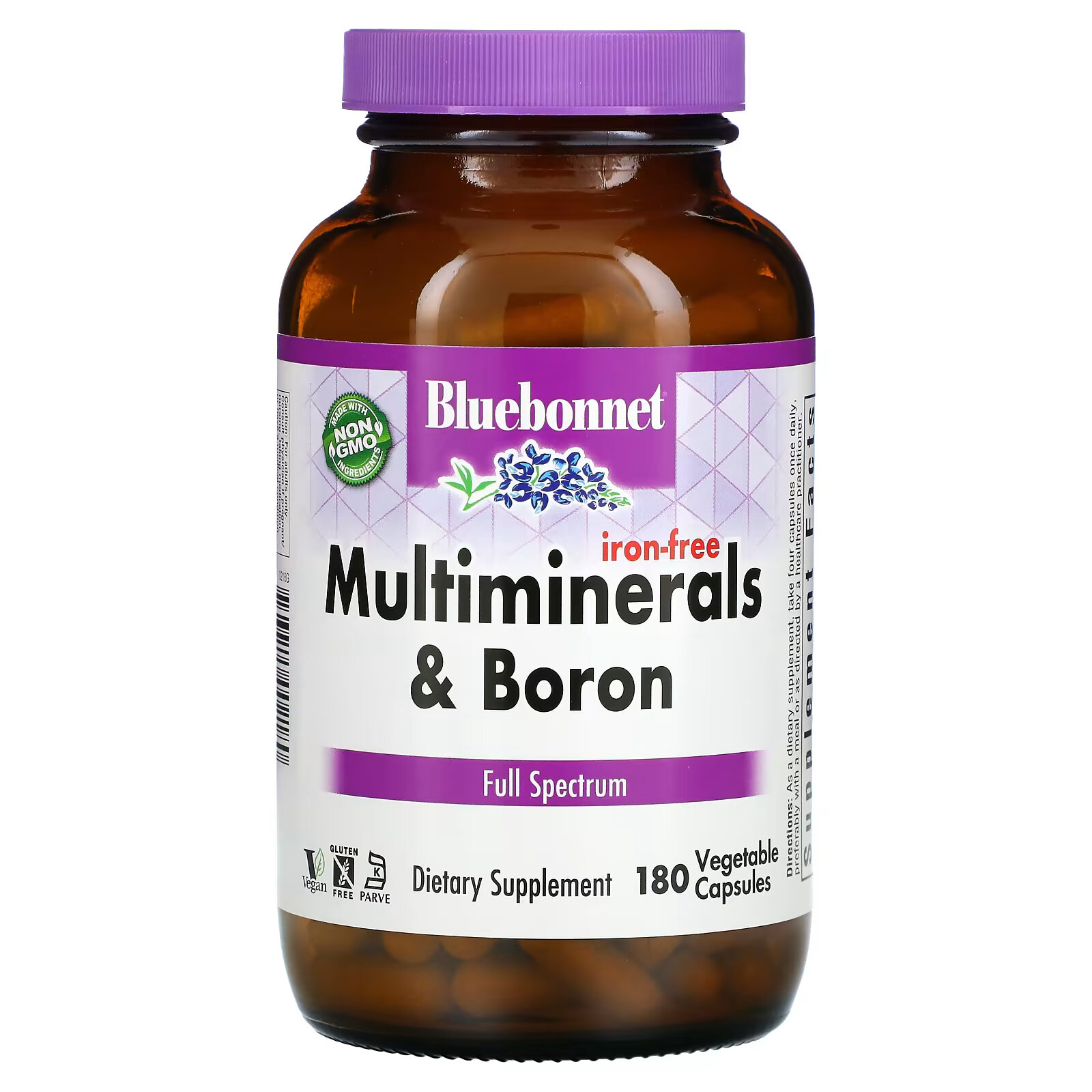 Bluebonnet Nutrition, Мультиминералы с бором, без железа, 180 растительных капсул хелатные мультиминералы без железа 120 капсул bluebonnet nutrition