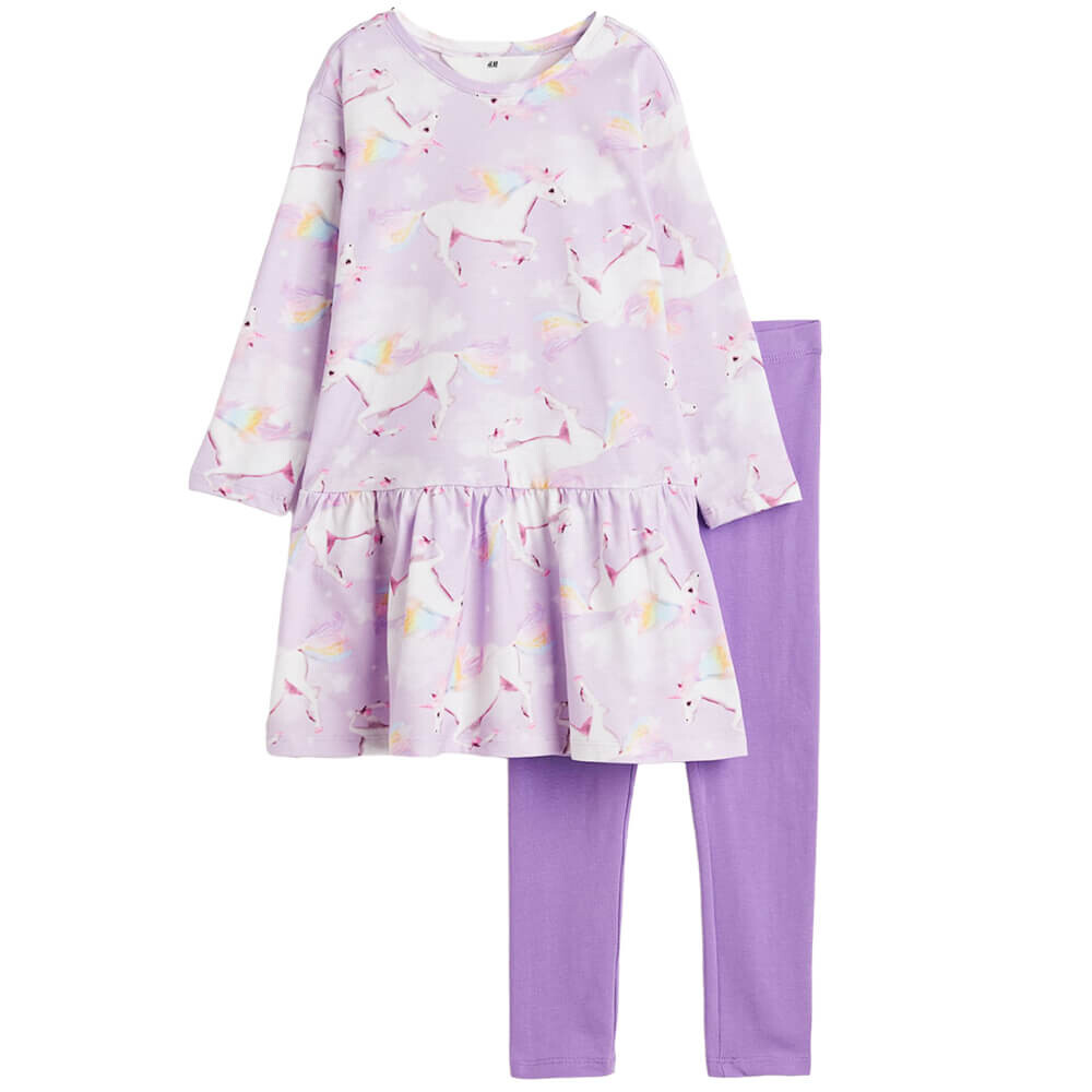 

Комплект H&M Printed Cotton Jersey, 2 предмета, светло-фиолетовый