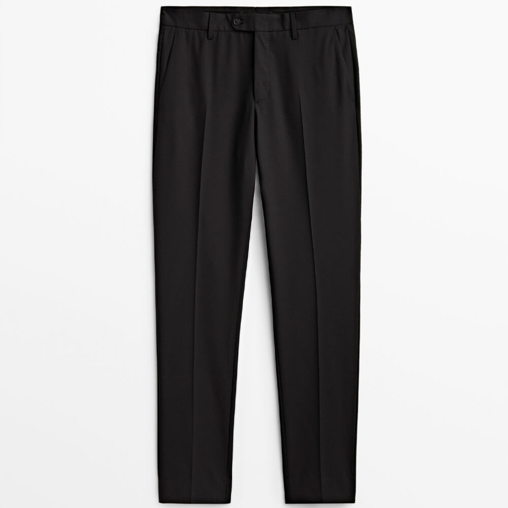 Костюмные брюки из биэластичной шерсти Massimo Dutti, черный