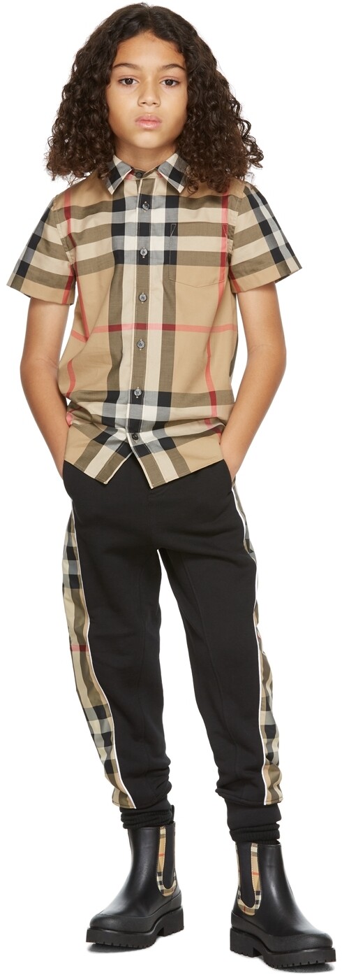 

Детские черные брюки Jogger Lounge в клетку Burberry