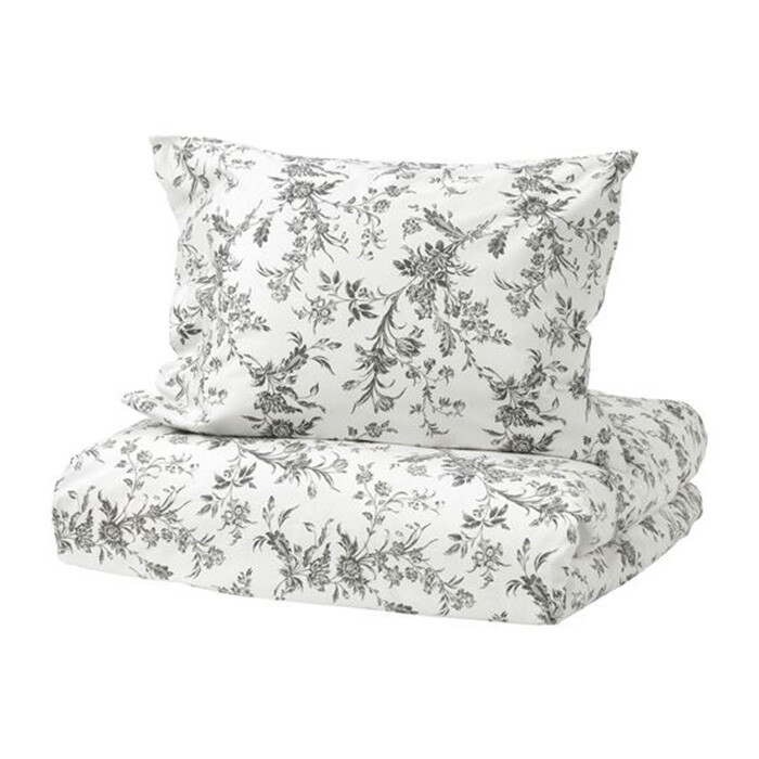 

Комплект постельного белья Ikea Alvine, 3 предмета, белый/серый