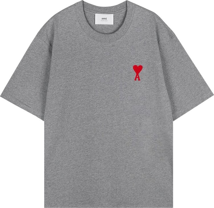 

Футболка Ami T-Shirt Heather Grey/Red, серый