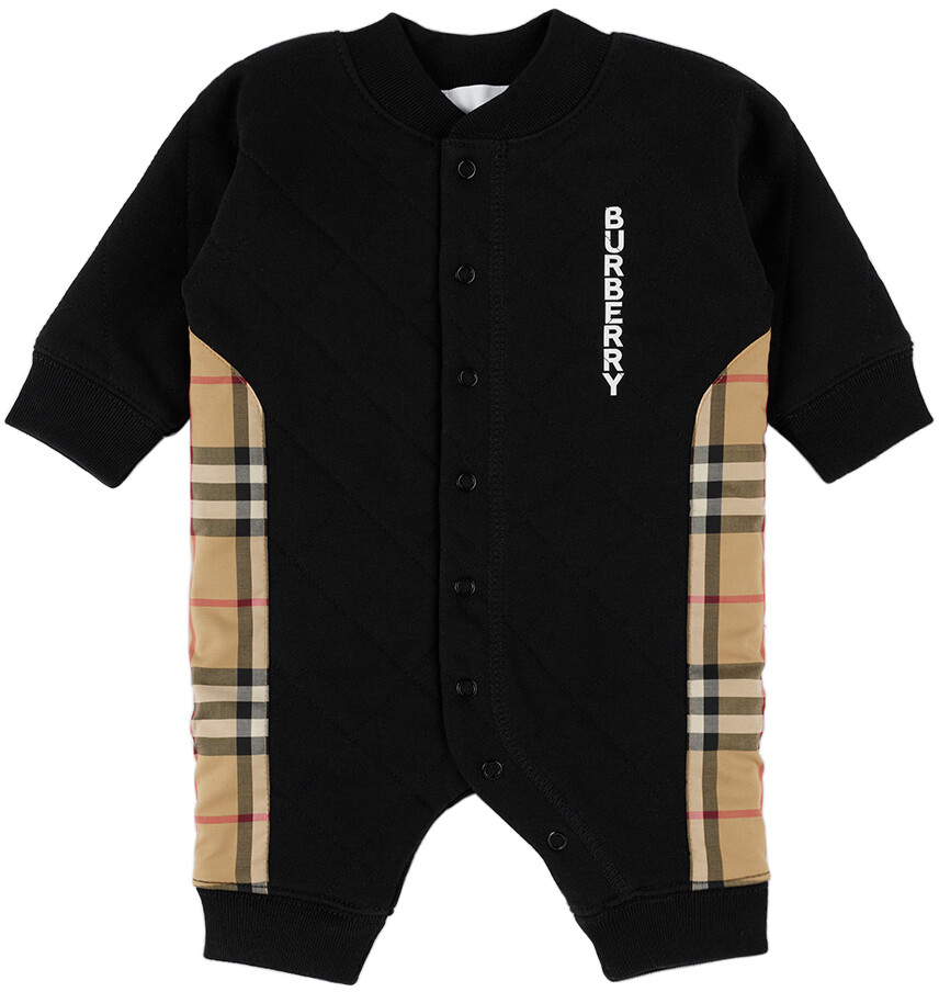 

Черный стеганый комбинезон Baby Baby Burberry