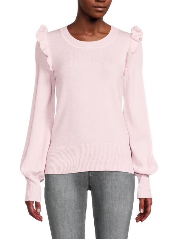 

Кашемировый Cвитер Qi New York с рюшами, pale pink