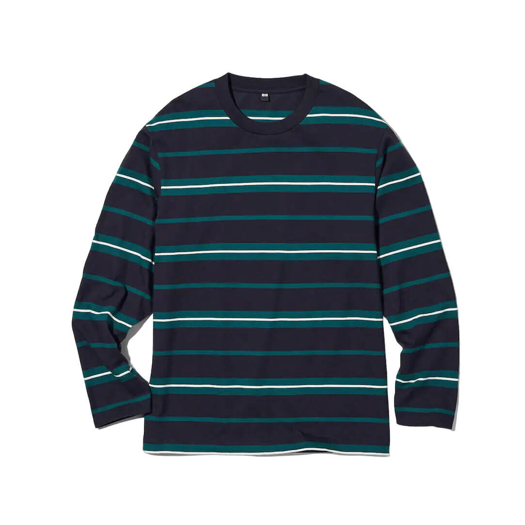 

Лонгслив Uniqlo Stripped Crew Neck, темно-синий