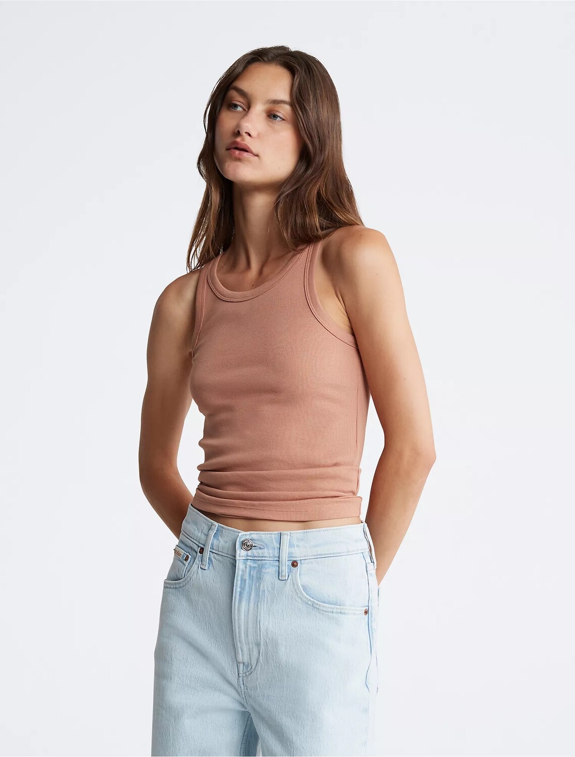 

Топ Calvin Klein Cotton Contour Rib, красно-оранжевый