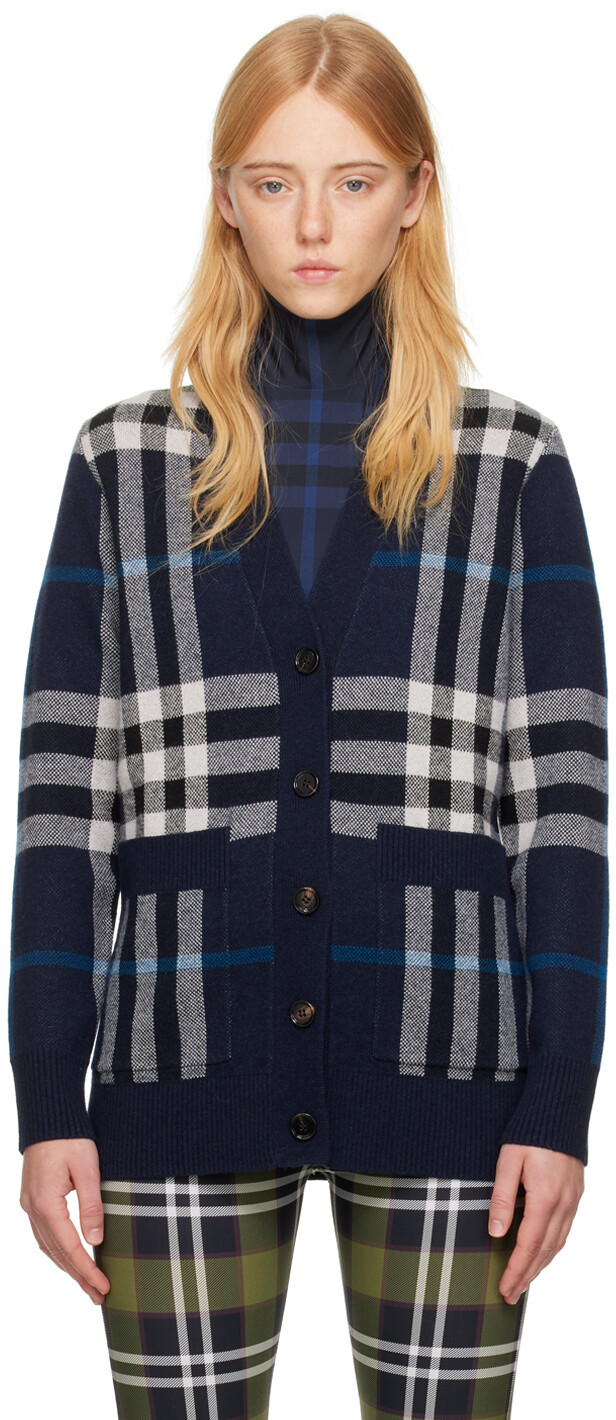 

Темно-синий жаккардовый кардиган Burberry