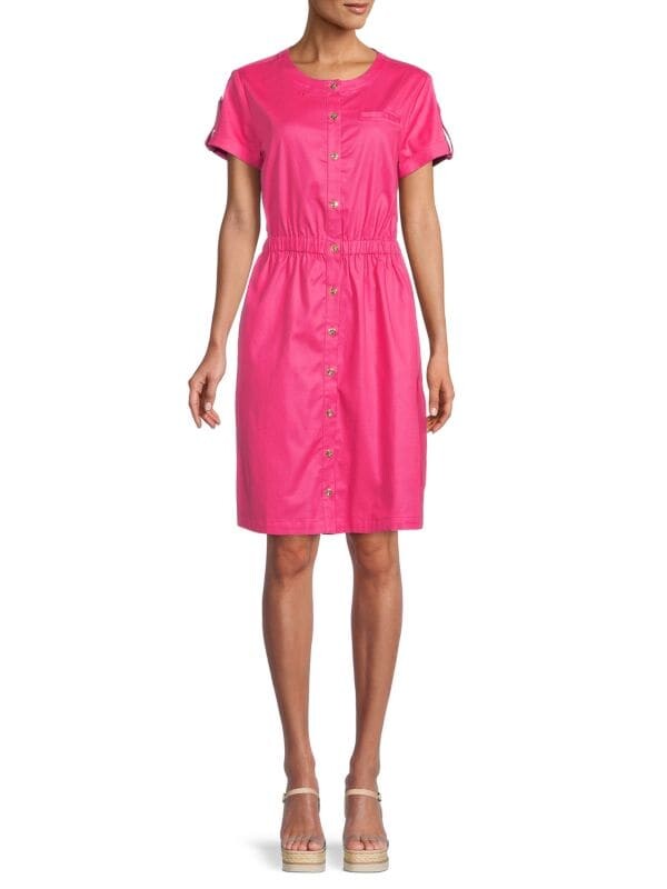 

Платье на пуговицах с манжетами и рукавами H Halston Bright rose
