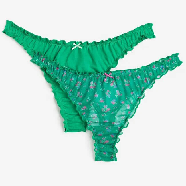 

Комплект трусов H&M Thong Overlocked Edges, 2 предмета, зеленый