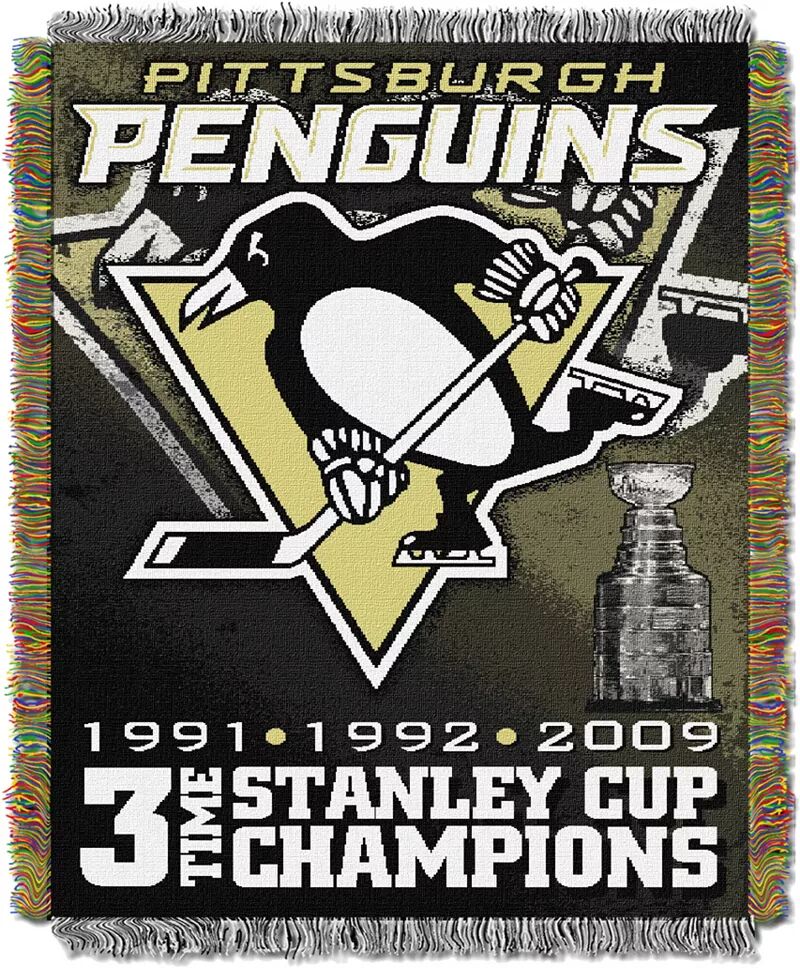 Гобеленовое плед TheNorthwest Pittsburgh Penguins 45 x 60 дюймов, трехкратный обладатель Кубка Стэнли