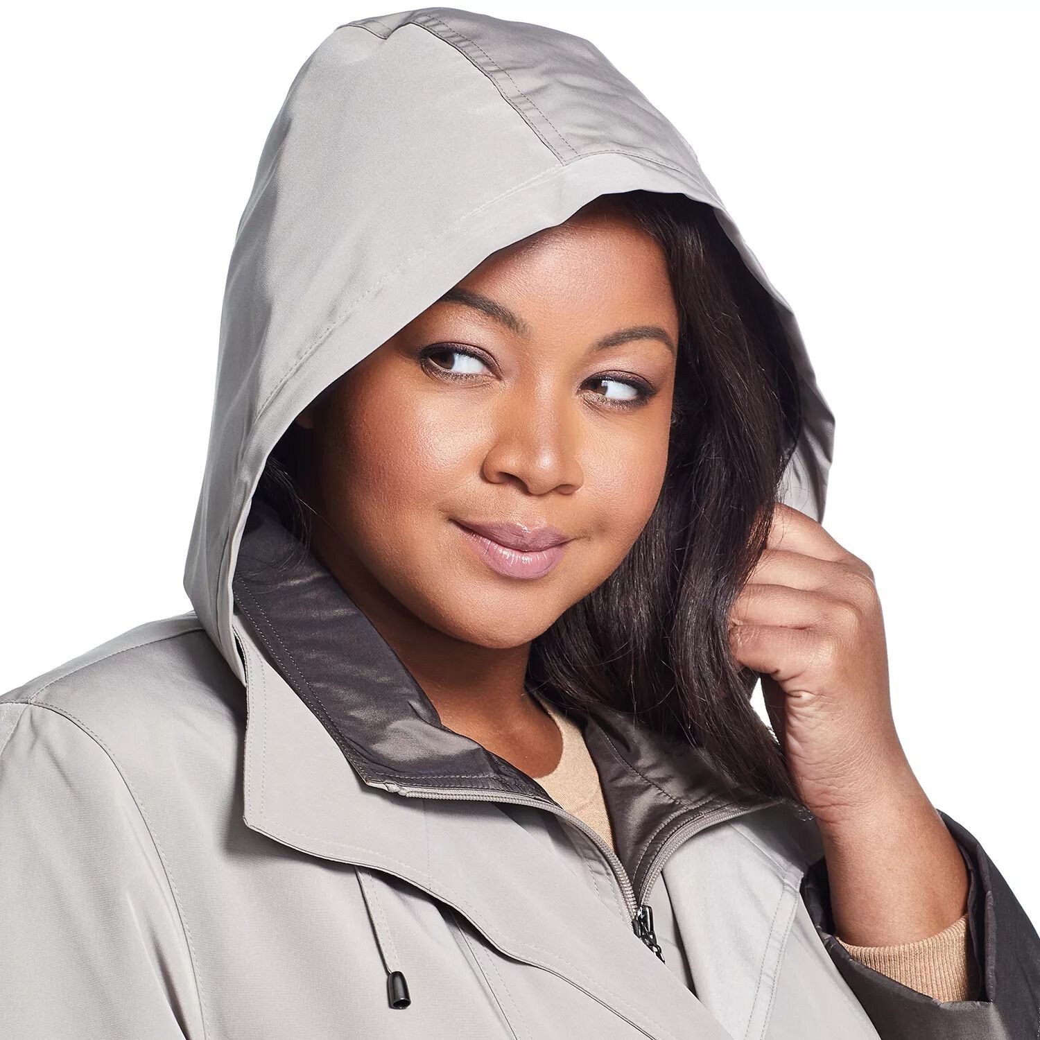 

Длинное дождевик с капюшоном Plus Size Gallery Gallery, черный