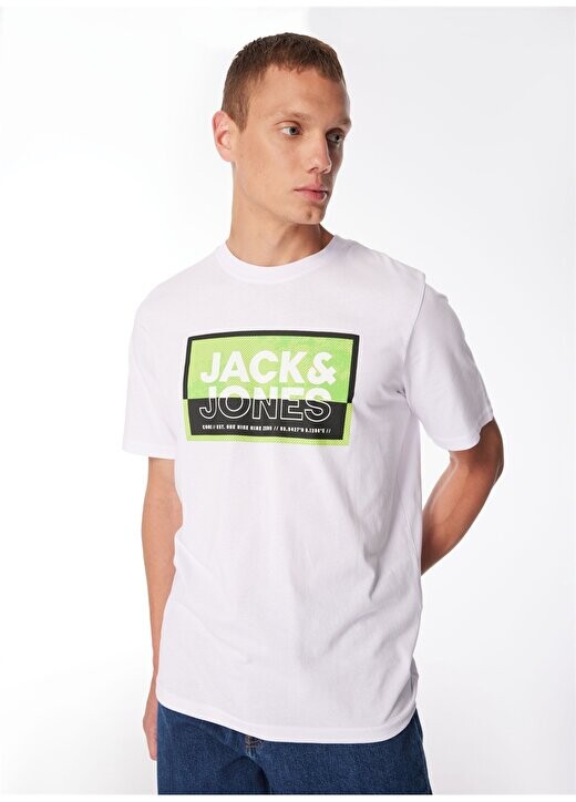 

Белая мужская футболка с круглым воротником JCOLOGAN SUMMER PRINT TEE CREW NECK Jack & Jones, белый