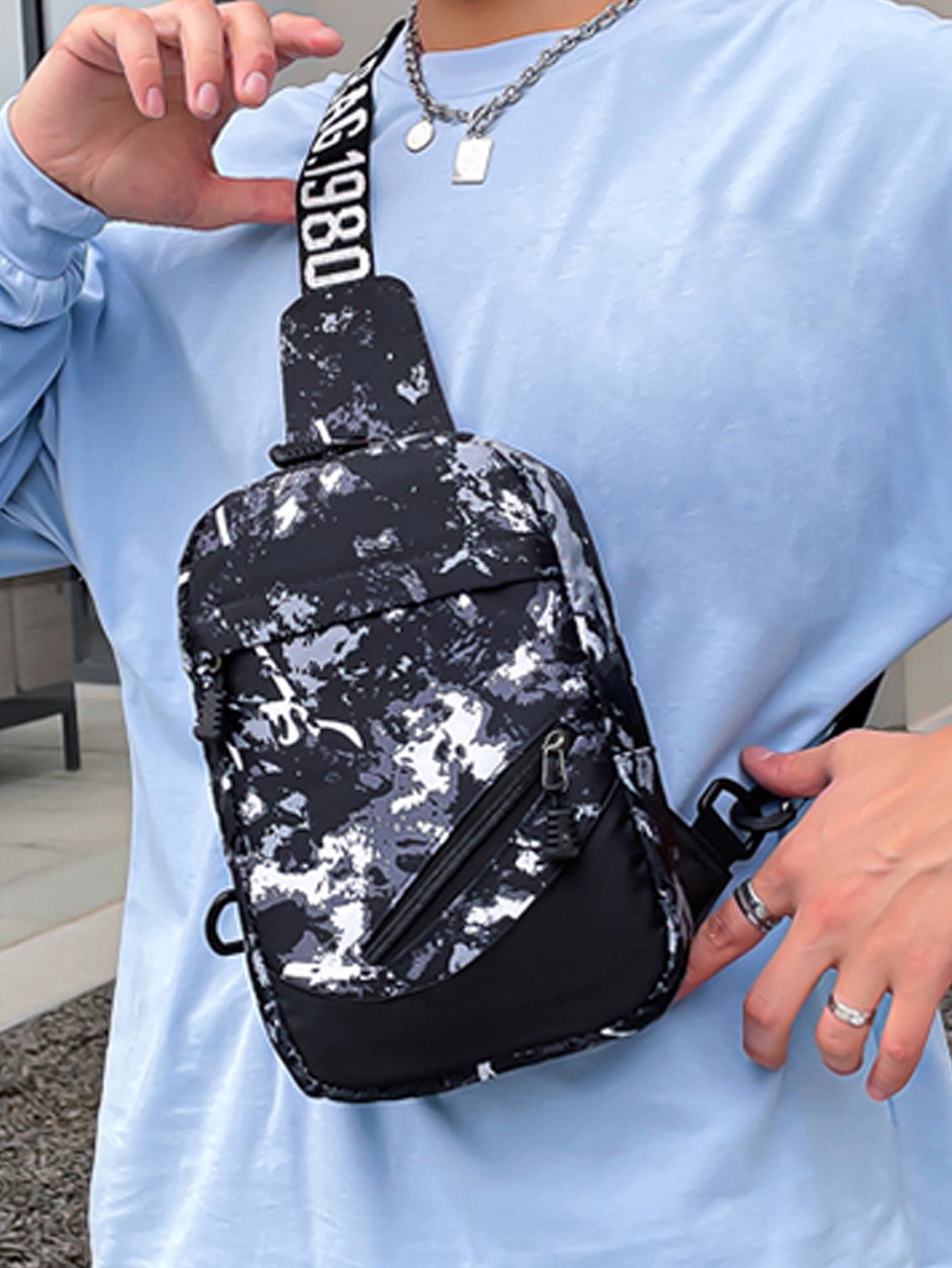 Мини-мужская камуфляжная сумка на ремне с графическим принтом, многоцветный фотографии