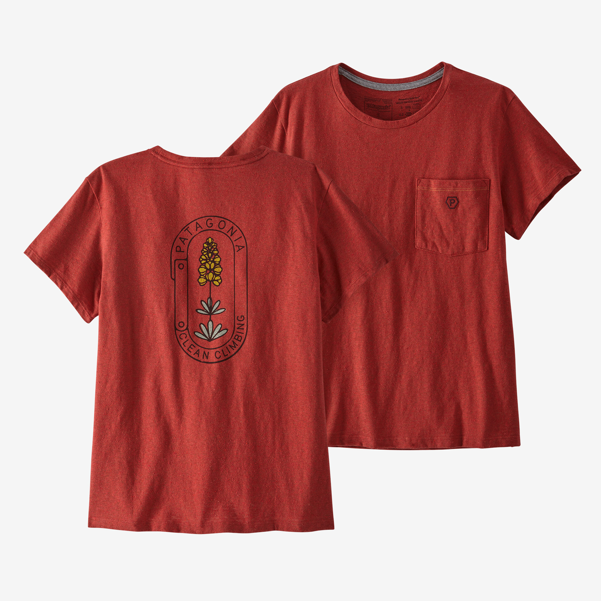 цена Женская футболка Clean Climb Bloom с карманом Responsibili Patagonia, красный