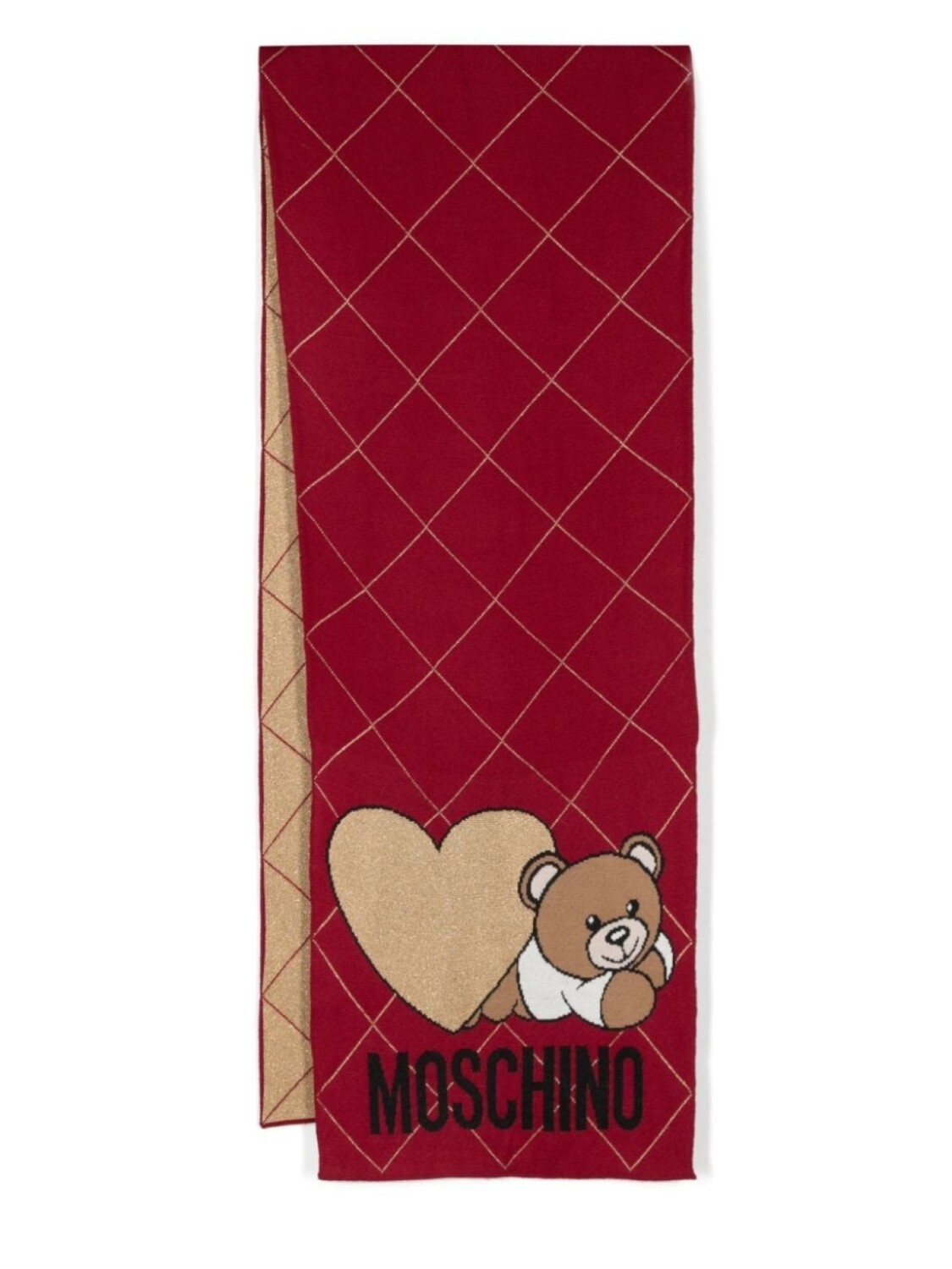 

Moschino жаккардовый шарф Teddy Bear, красный