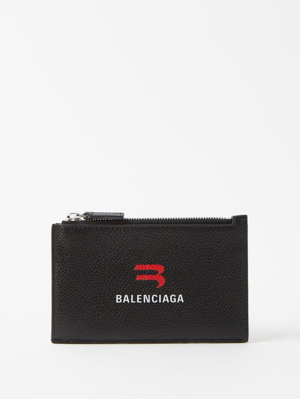 

Кожаный картхолдер на молнии с логотипом cash Balenciaga, черный