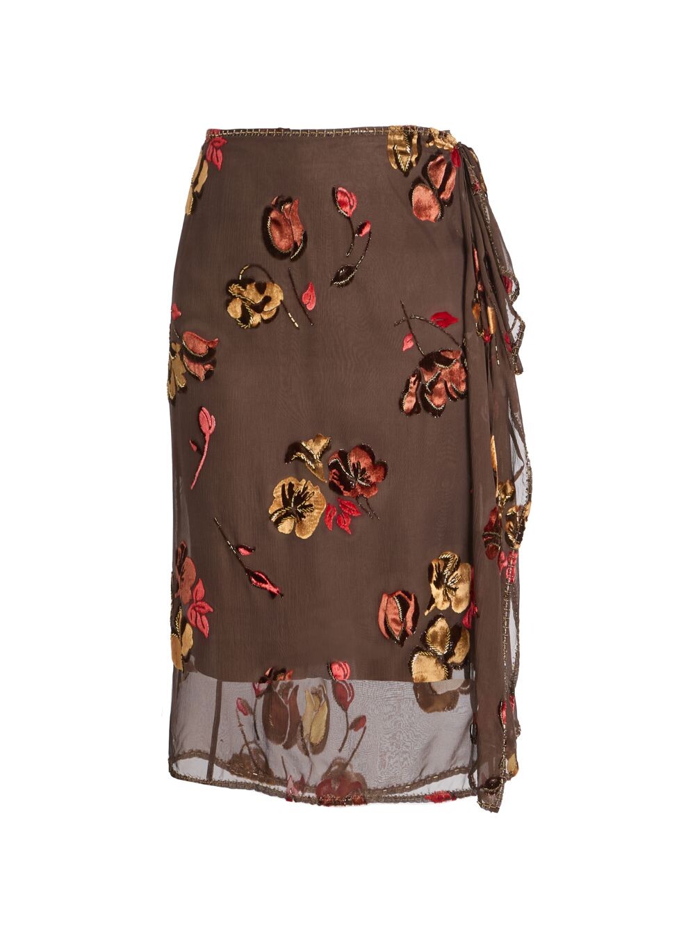 

Юбка с запахом Simi с цветочной вышивкой Dries Van Noten, коричневый