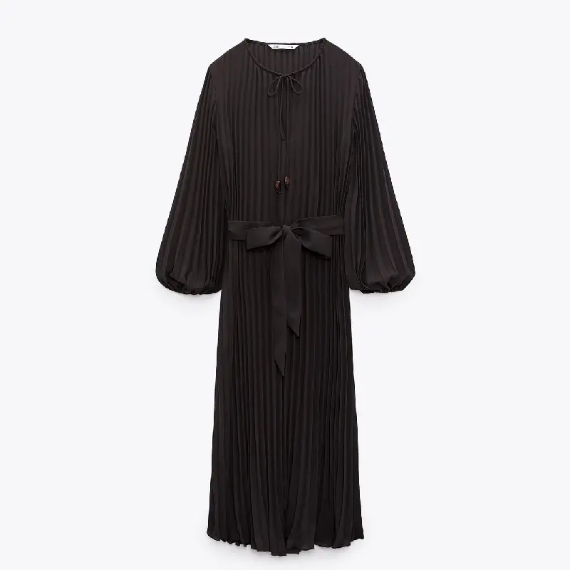 

Платье Zara Long Pleated, темно-серый