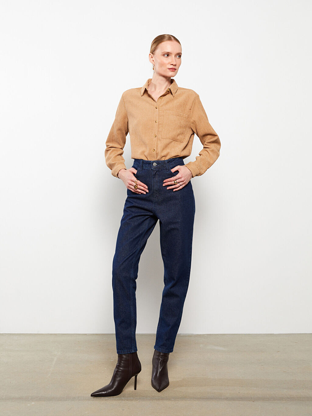 

Прямые женские джинсы Mom Fit с высокой талией LCW Eco