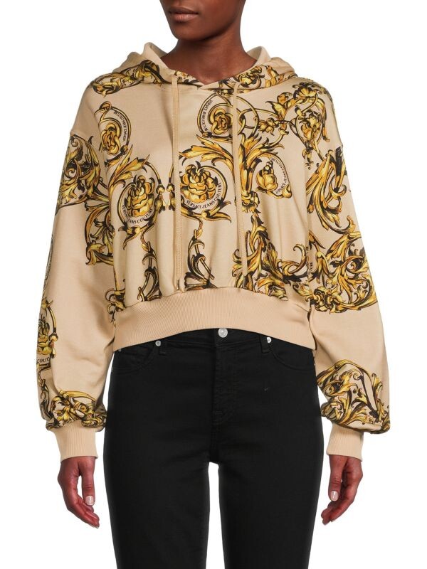 

Укороченная толстовка с логотипом Versace Jeans Couture Beige gold