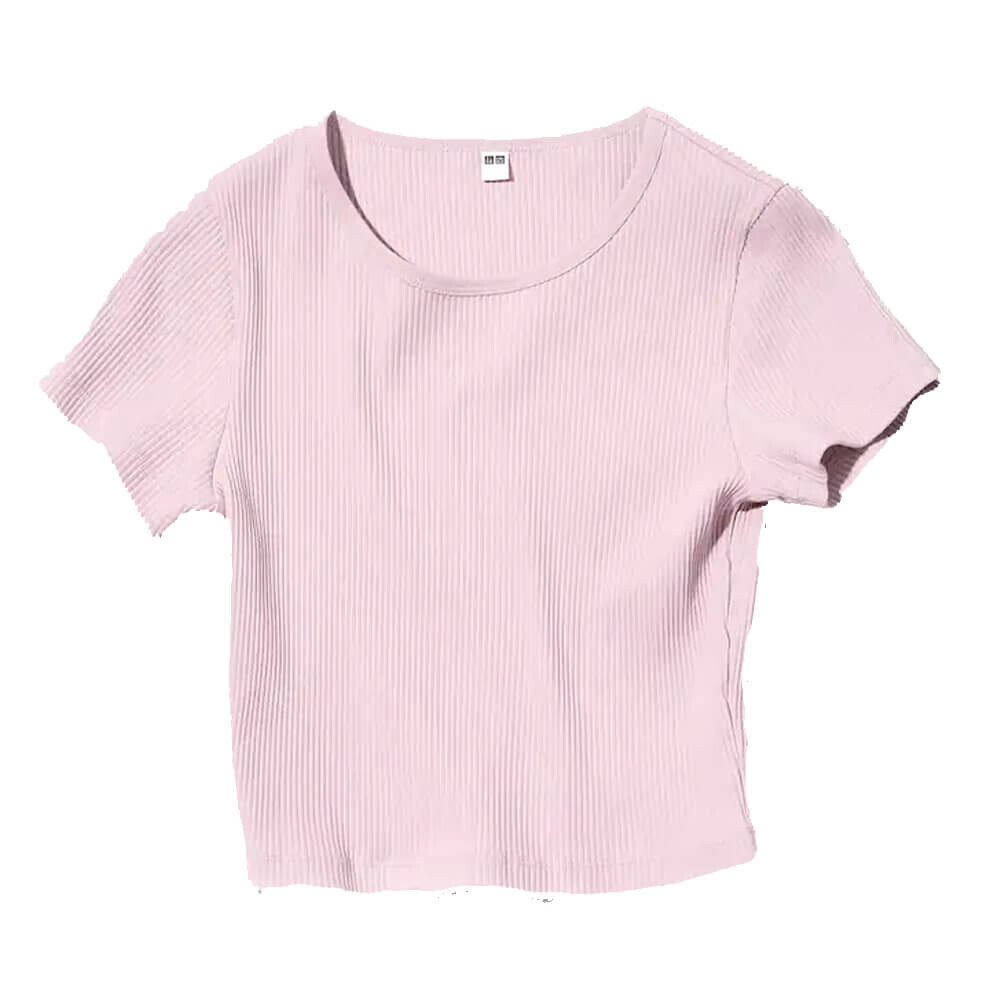 

Футболка Uniqlo Ribbed Cropped, розовый