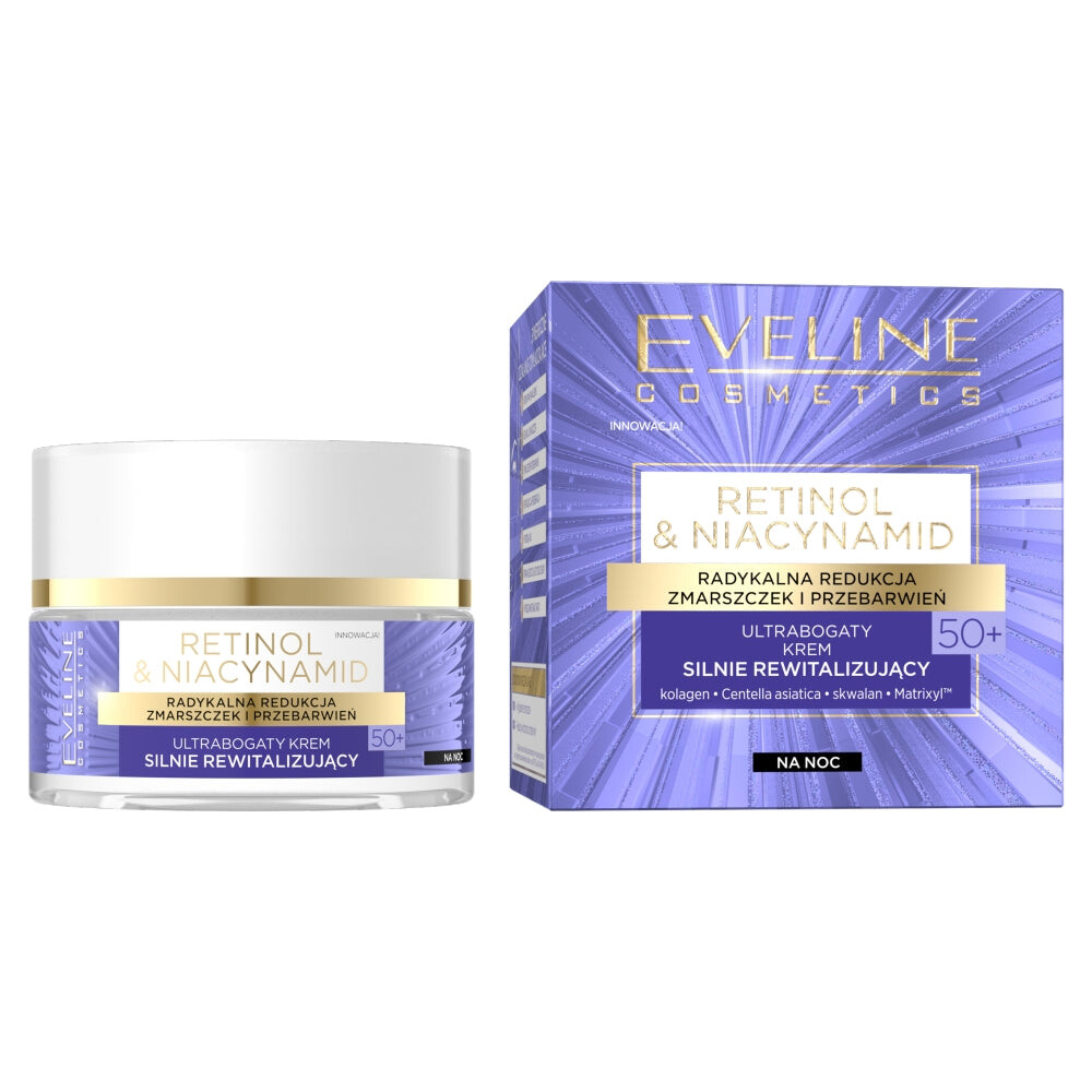 

Eveline Cosmetics Насыщенный ночной крем с ретинолом и ниацинамидом, сильно восстанавливающий, 50+ 50мл