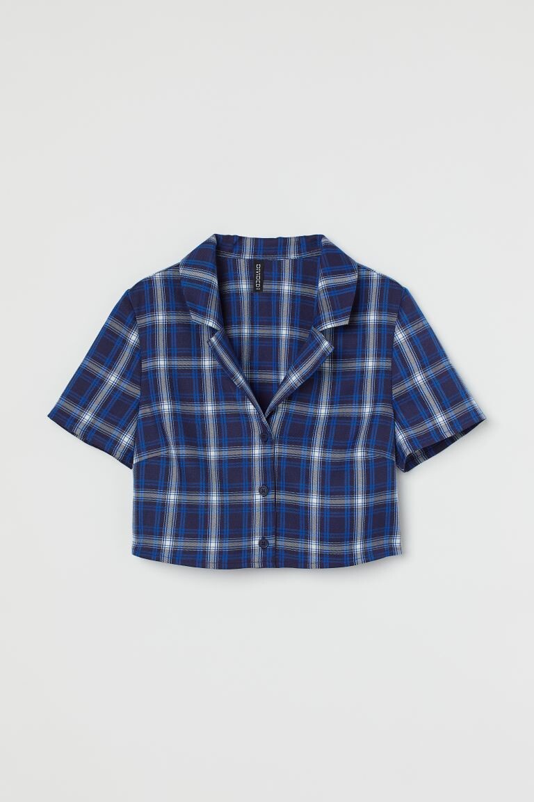 

Короткая рубашка H&M, темно-синий/клетчатый