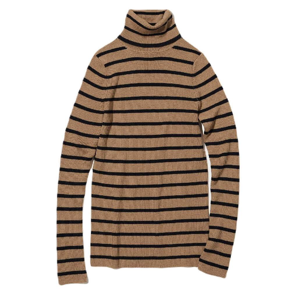 

Джемпер Uniqlo Extra Fine Merino Ribbed Turtleneck, черный/коричневый