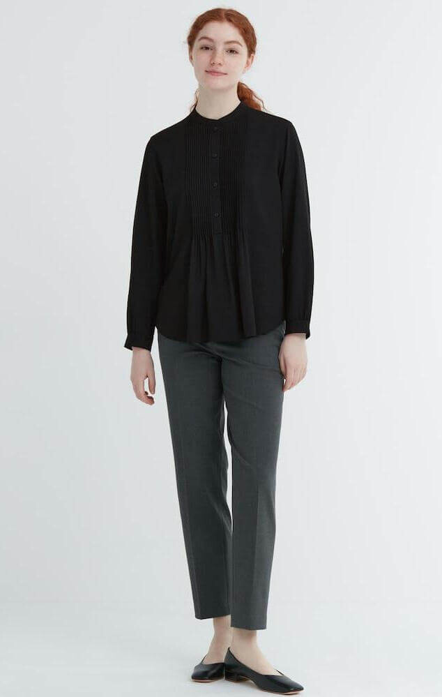 

Блуза Uniqlo Fancy Pleated Long-sleeved Easy To Care, черный