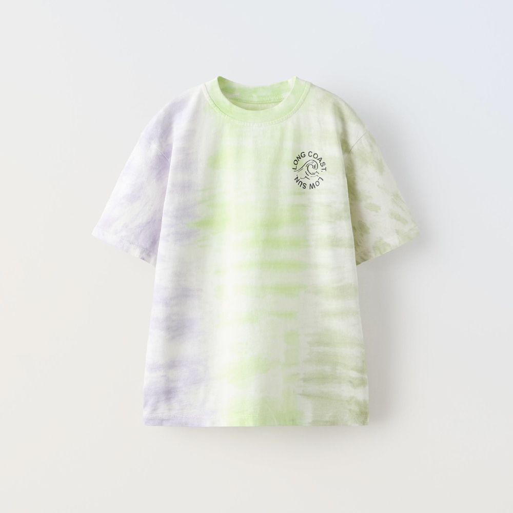 Футболка Zara Wave Dip-dye, мультиколор футболка с круглым вырезом короткими рукавами с принтом спереди s белый