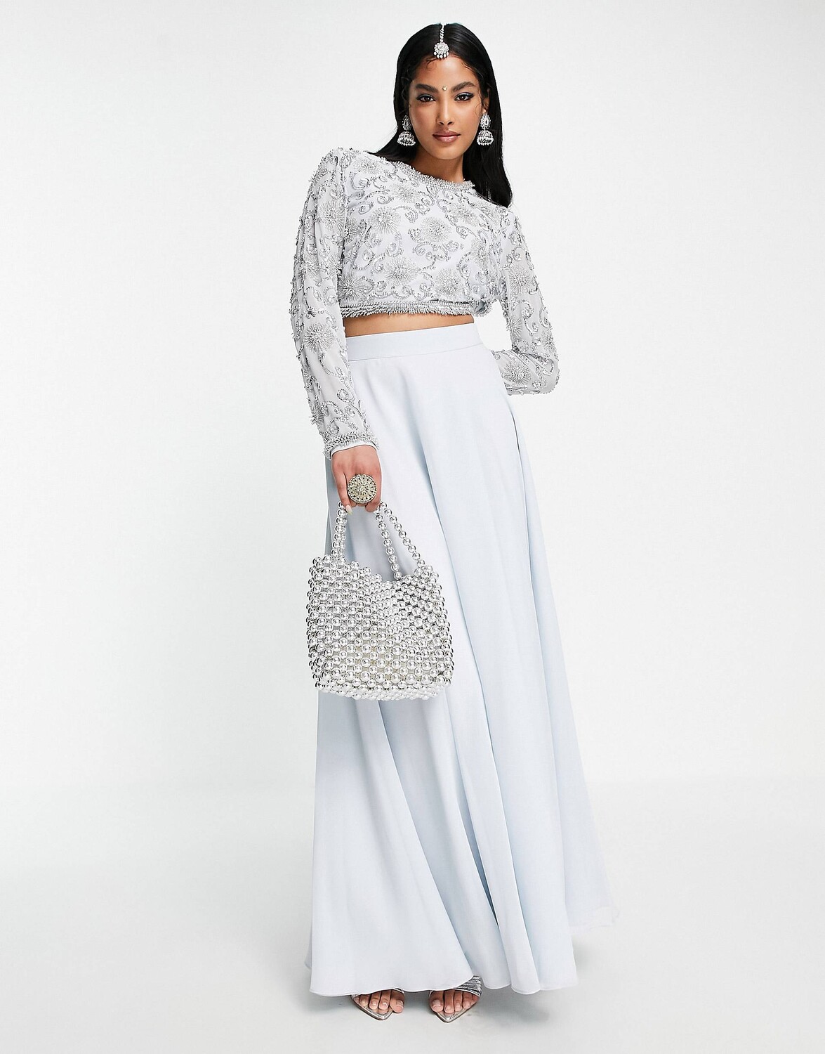 

Синяя мягкая юбка макси lehenga ASOS DESIGN