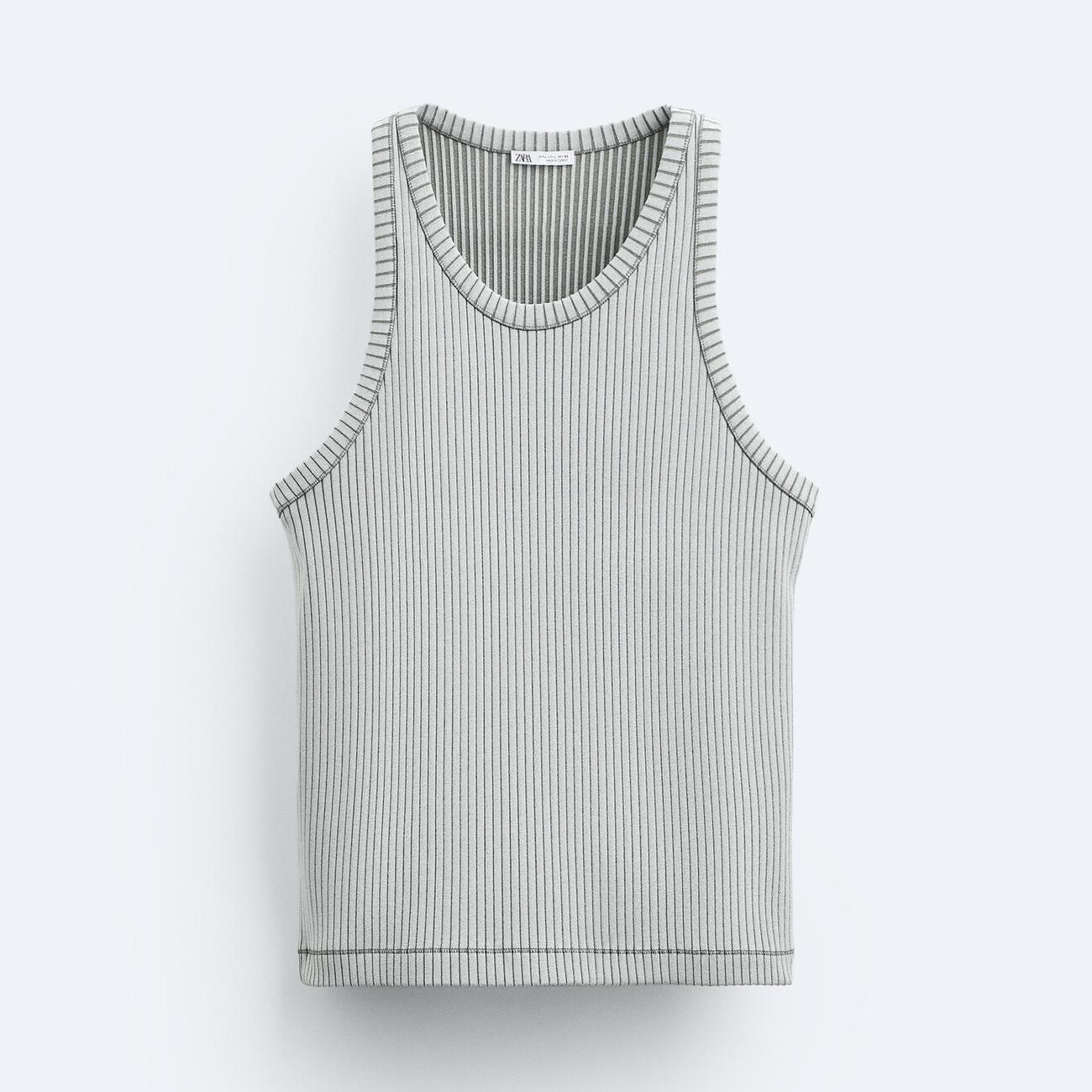 

Майка Zara Ribbed, серо-голубой