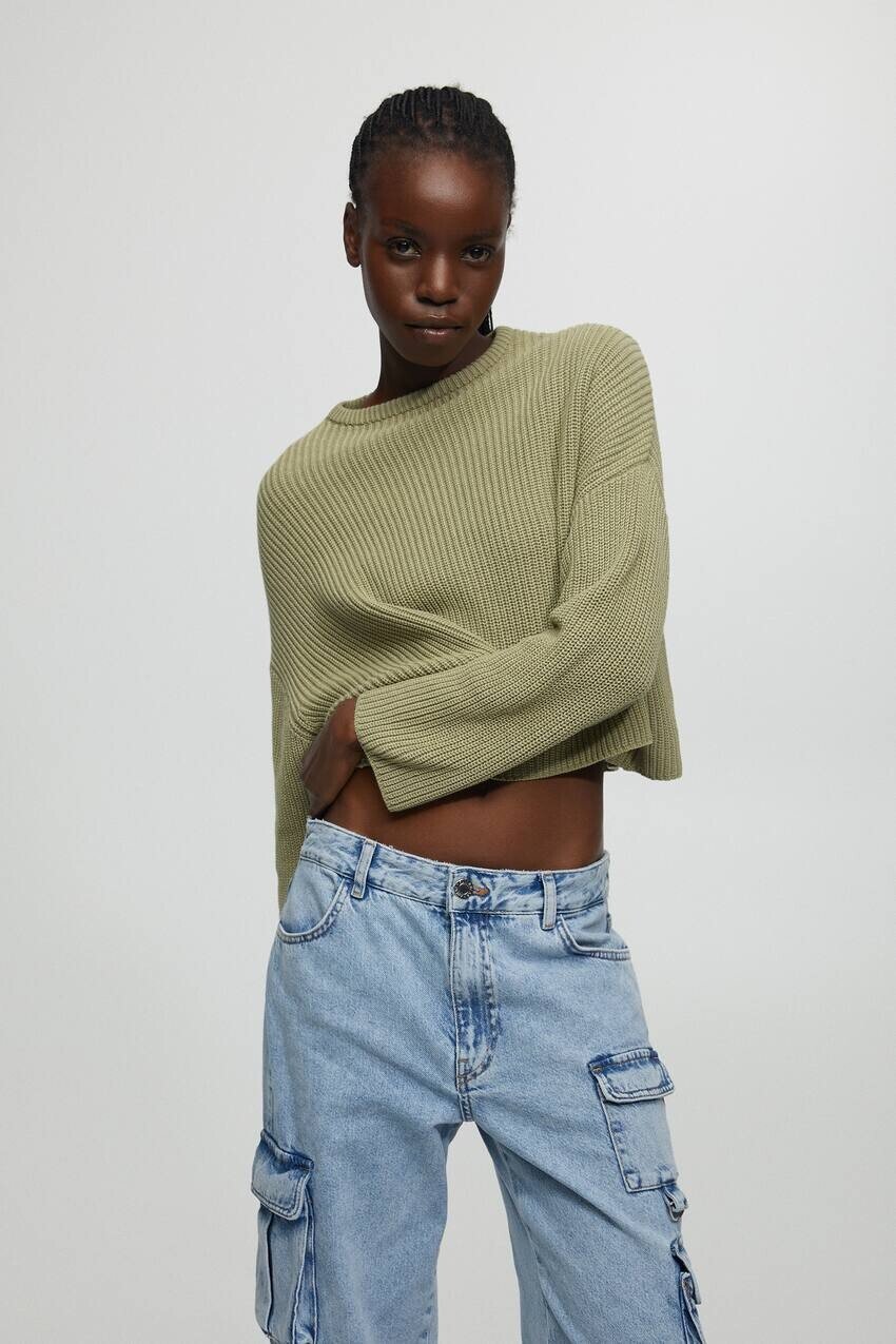 

Свитер изнаночной вязки Pull&Bear, хаки