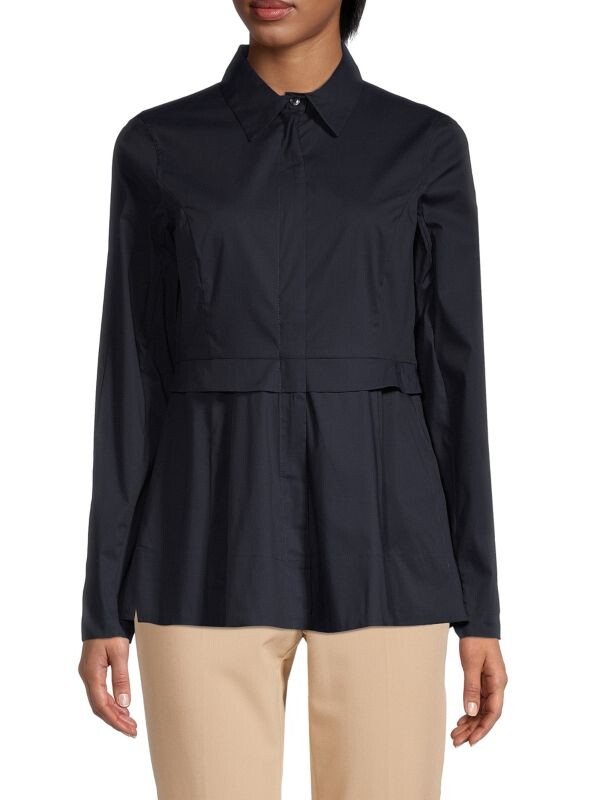 

Рубашка с воротником на молнии спереди Donna Karan Navy