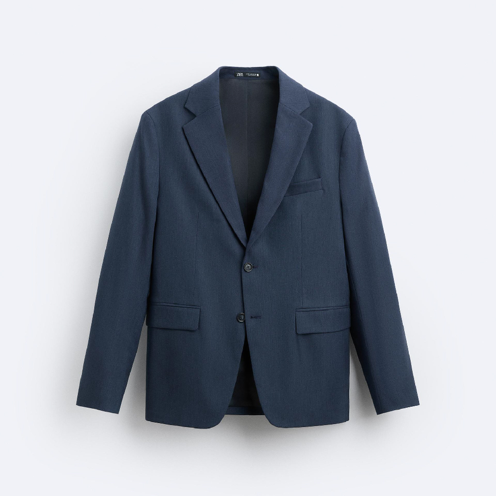 пиджак zara textured suit светло бежевый Пиджак Zara Textured Suit, темно-синий
