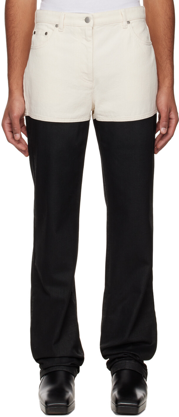 

Комбинированные джинсы Off-White и Black Peter Do