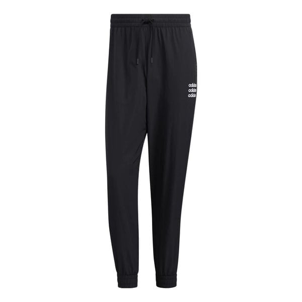 

Повседневные брюки Adidas neo Logo Printing Solid Color Casual Long Pants/Trousers Black, Черный