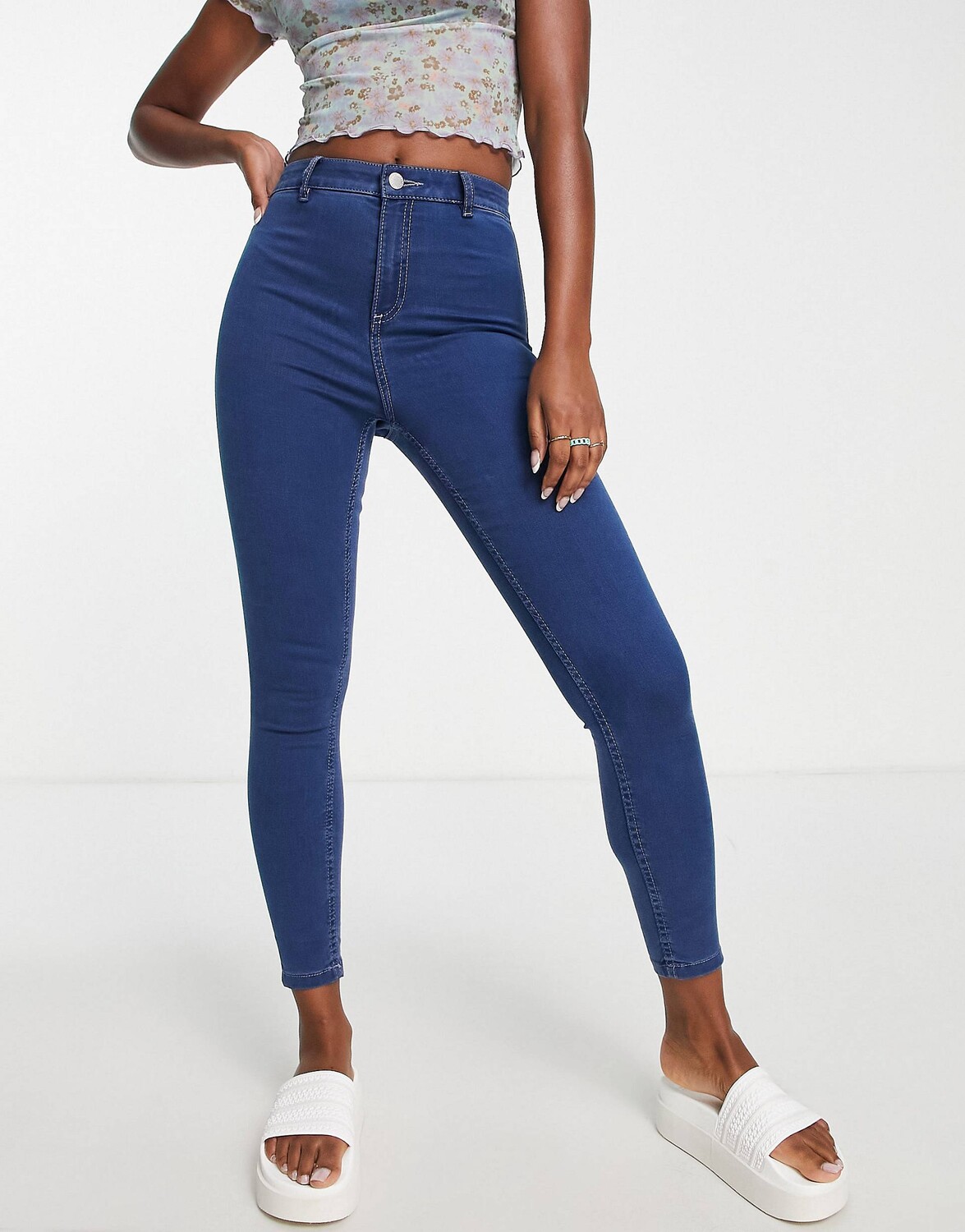 

Синие джинсы скинни с завышенной талией Miss Selfridge Steffi