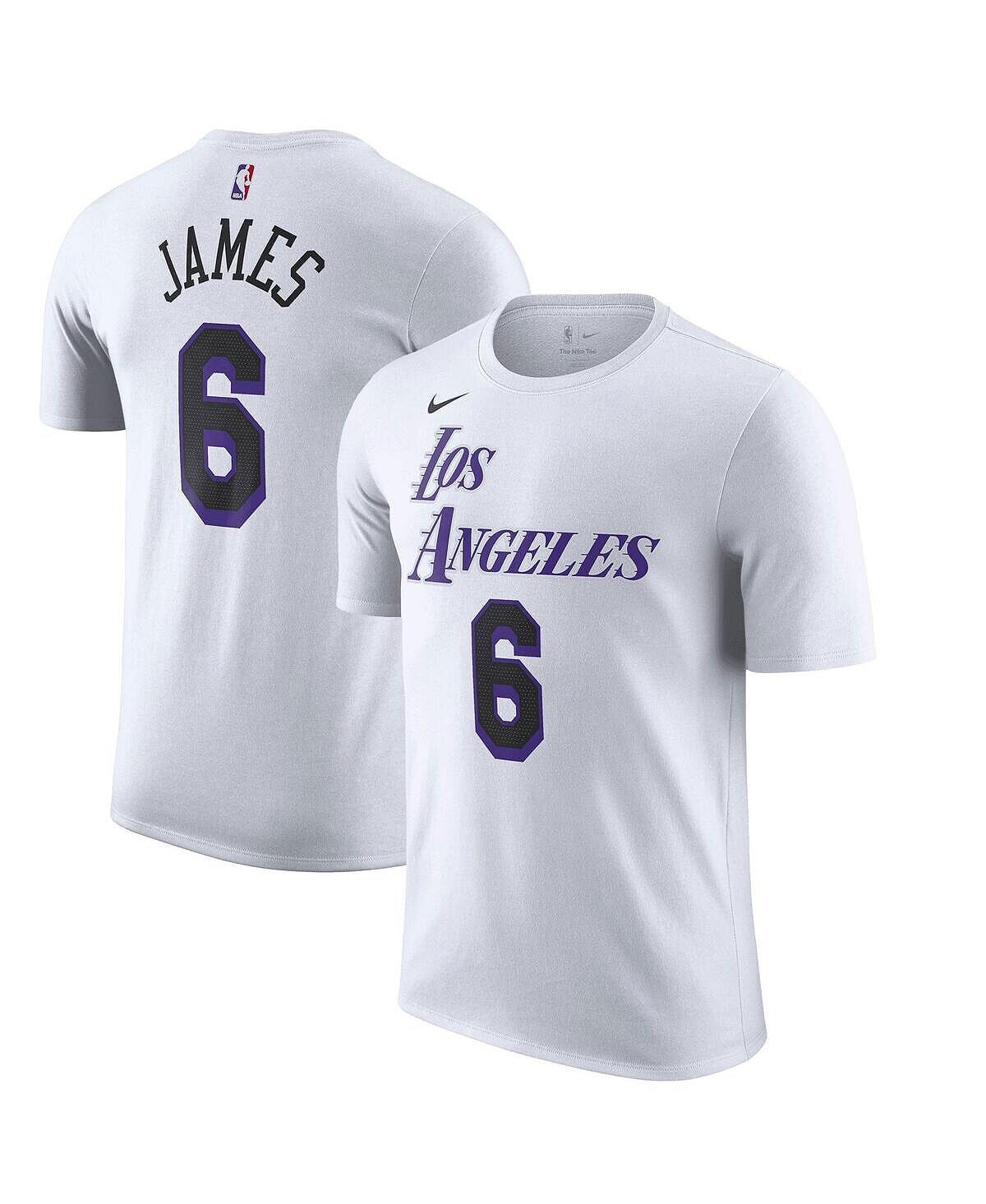 

Мужская футболка lebron james white los angeles lakers 2022/23 city edition с именем и номером Nike, белый