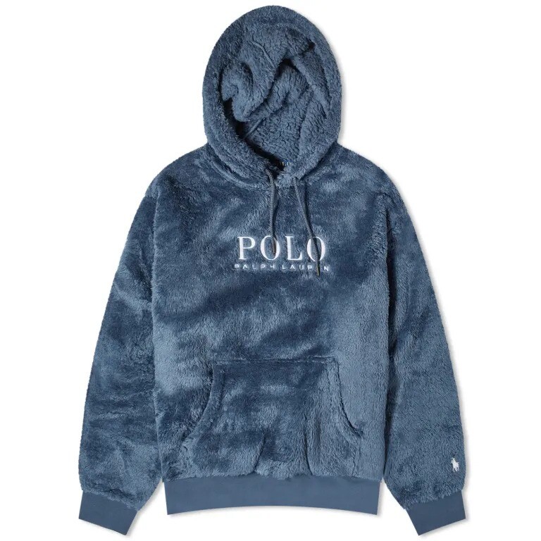 Толстовка Polo Ralph Lauren High Pile Fleece, серо-синий толстовка с капюшоном из искусственного меха 18 лет 180 см черный