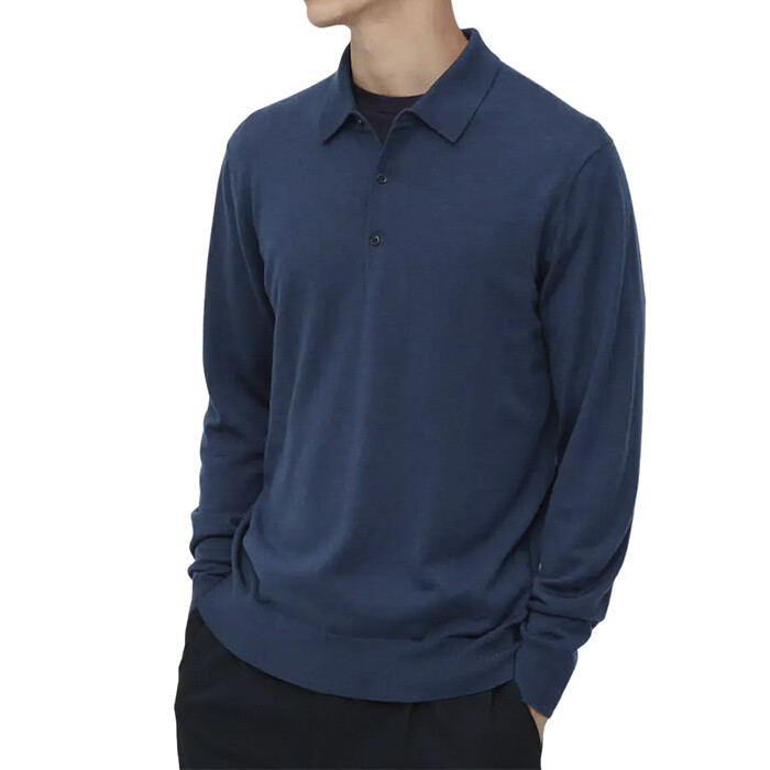 

Рубашка-поло Uniqlo 100% Extra Fine Merino Knit Long Sleeved, синий