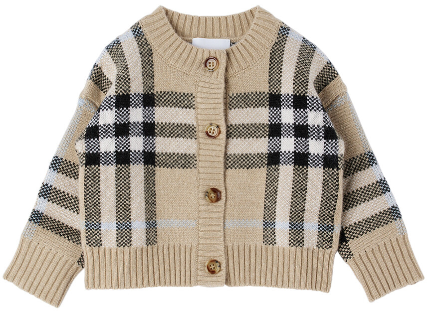 

Детский бежевый кардиган в клетку Burberry