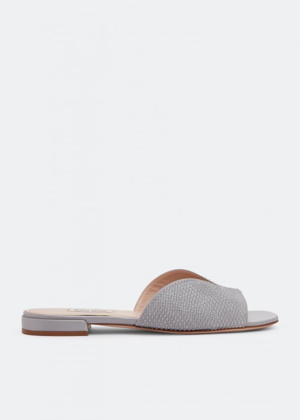 

Сандалии MIU MIU Crystal satin sandals, серый