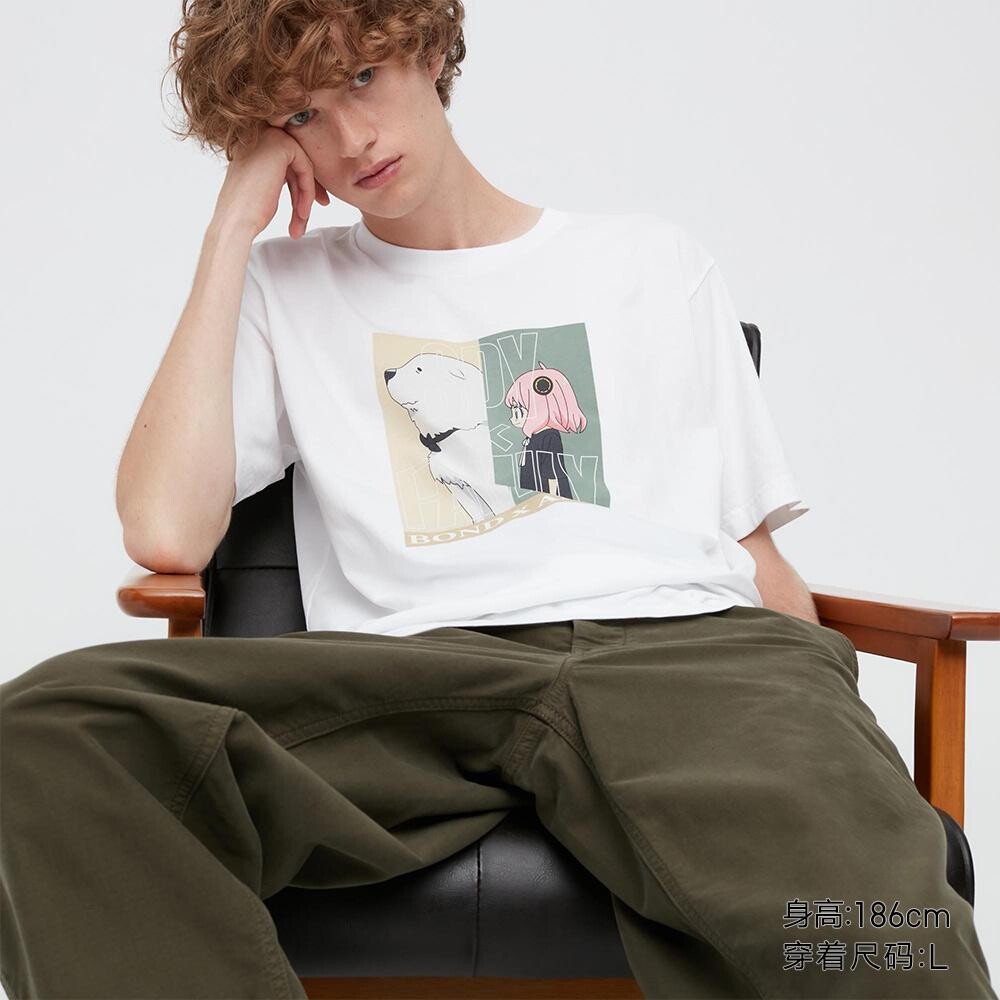 

Футболка с принтом унисекс Uniqlo, белый