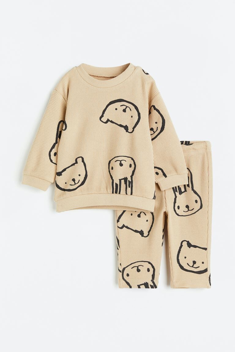 

Комплект из 2 предметов из хлопка H&M, светло-бежевый/кролики