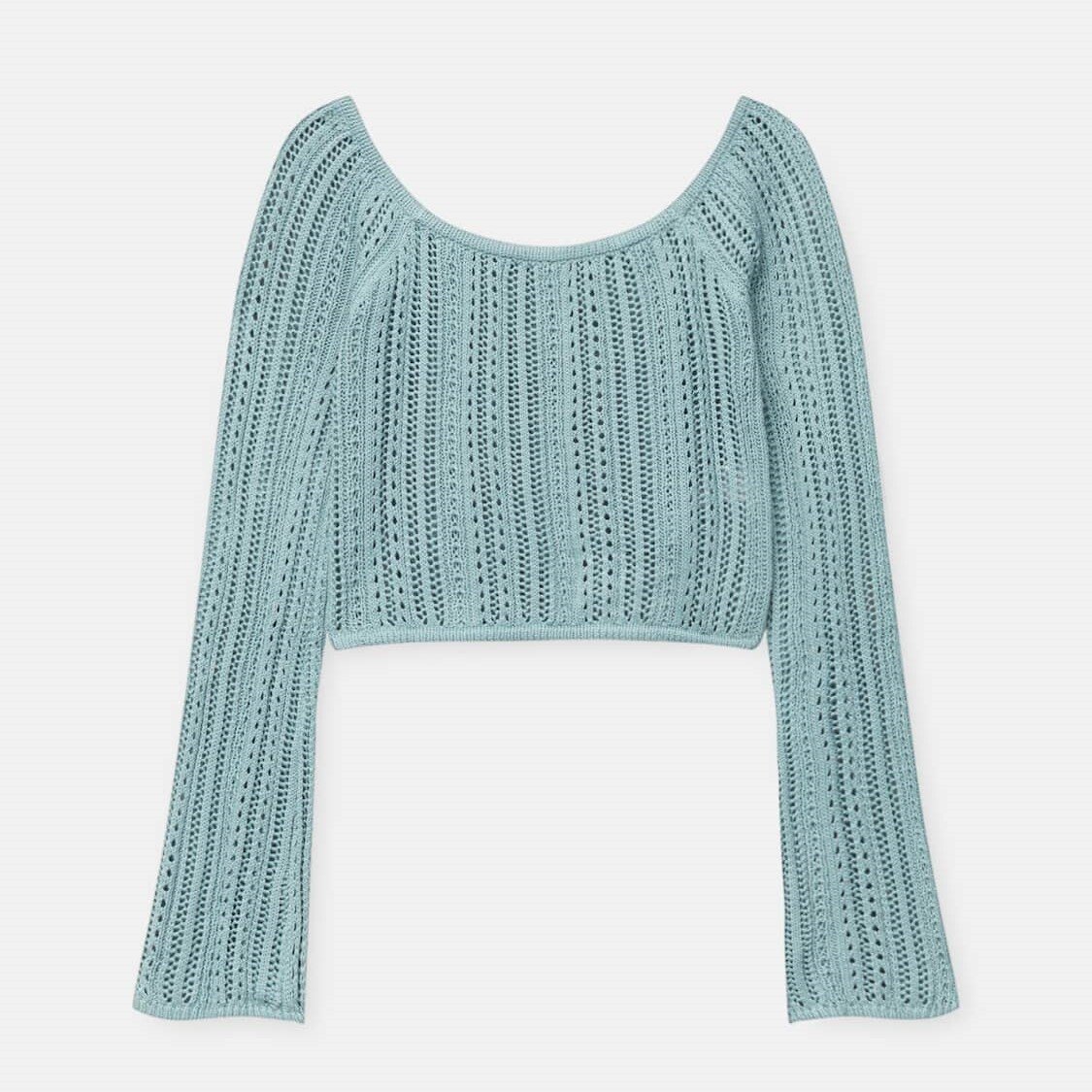 

Топ Pull&Bear Crochet Off-the-shoulder, светло-бирюзовый