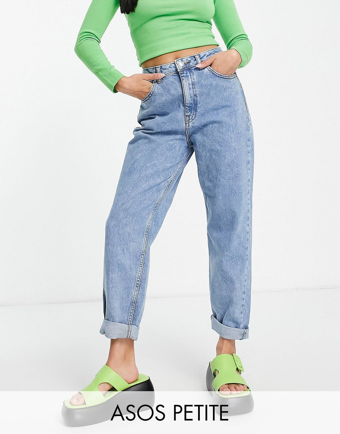 

Светло-синие свободные джинсы ASOS DESIGN Petite, синий