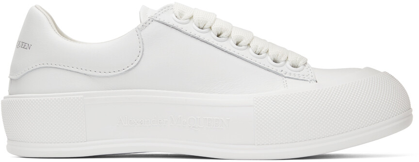 

Белые кожаные кеды-кроссовки Deck Alexander McQueen