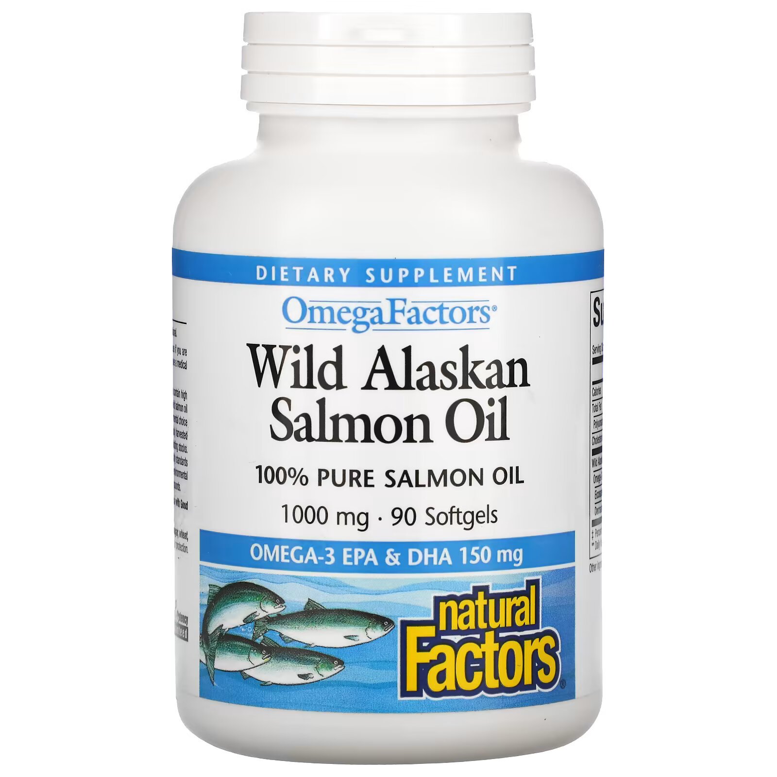 Natural Factors, жир дикого аляскинского лосося, 1000 мг, 90 капсул natural factors 100% жир дикого аляскинского лосося 1300 мг 90 капсул enteripure