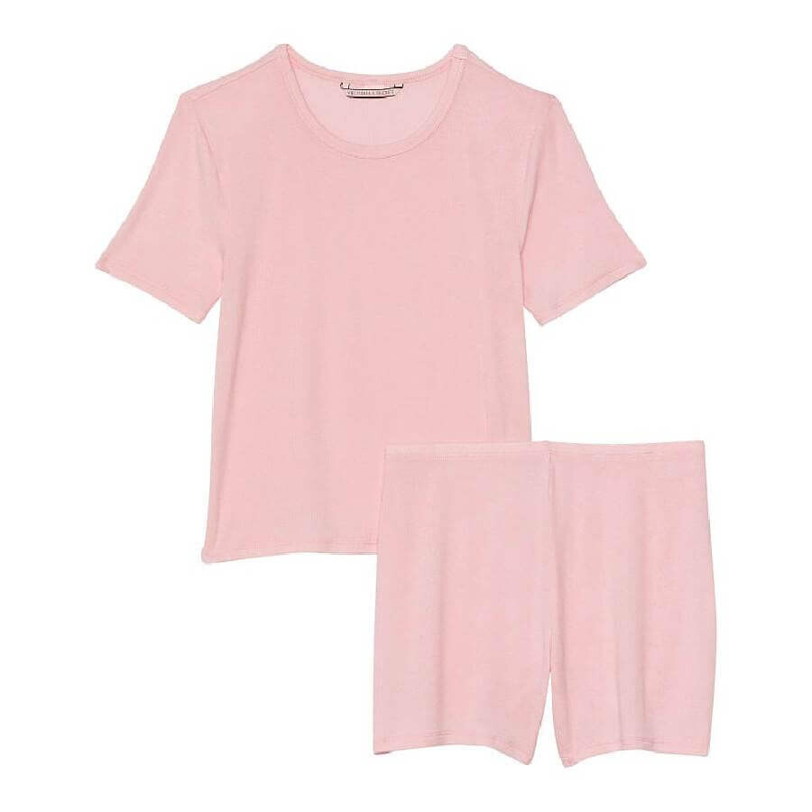 

Комплект Victoria's Secret Ribbed Modal Tee, 2 предмета, бледно-розовый